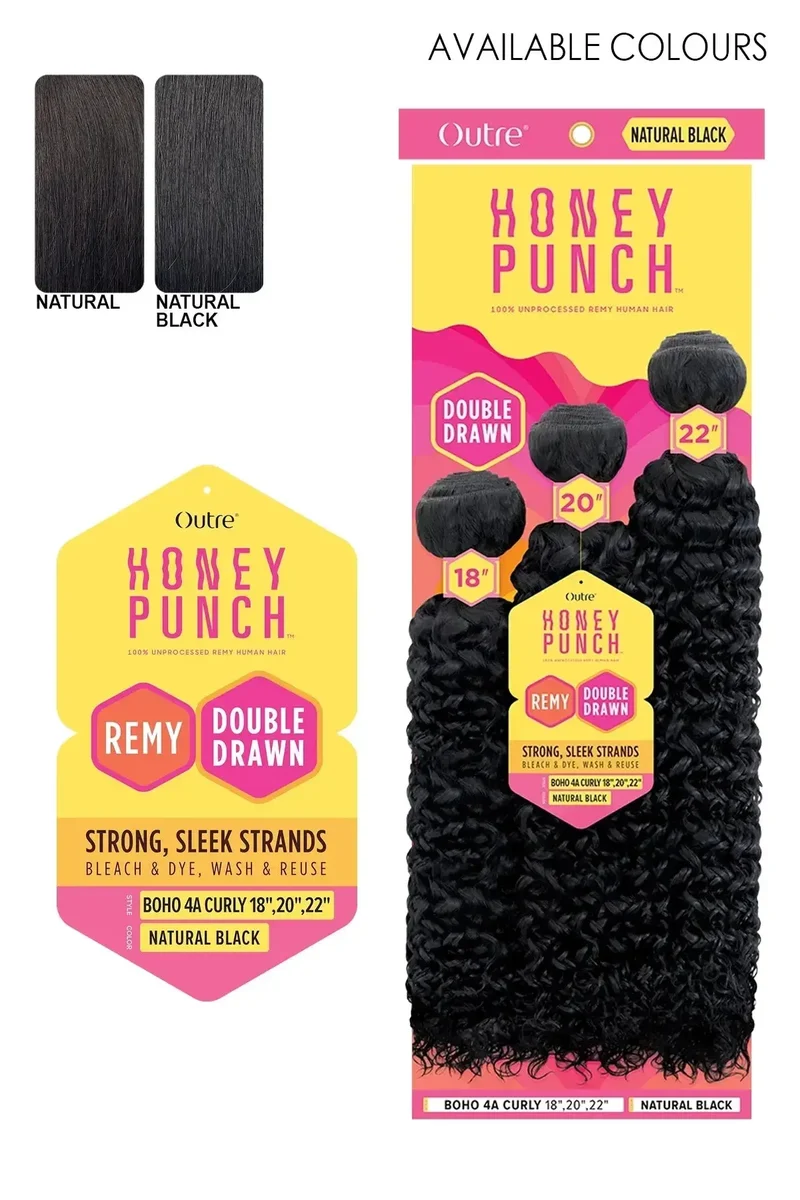 OUTRE HONEY PUNCH HUMAN HAIR WEAVE - BOHO 4A CURLY (MULTI)