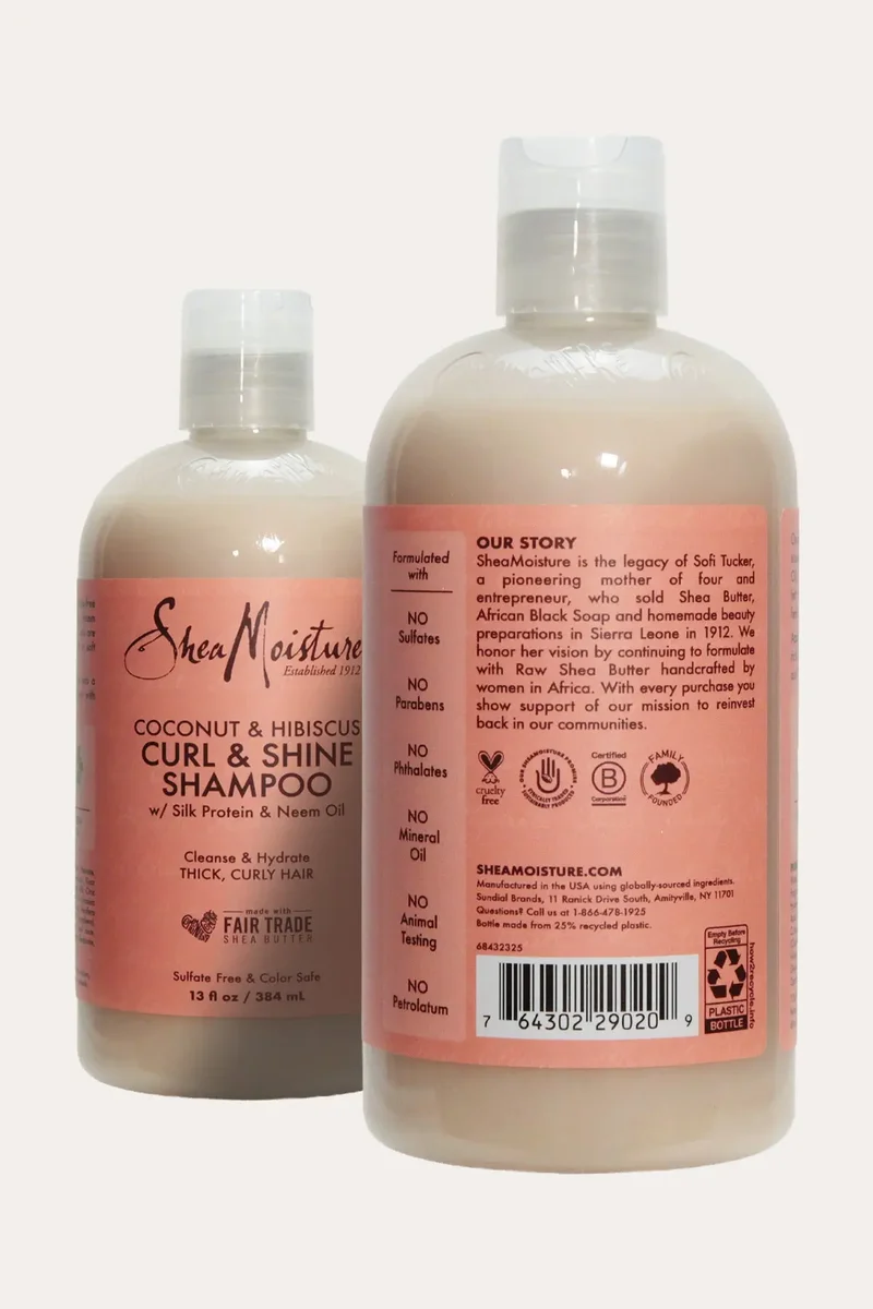 SHEA MOISTURE COCONUT & HIBISCUS CURL & SHINE SHAMPOO 13oz | Sulfate-free Shampoo