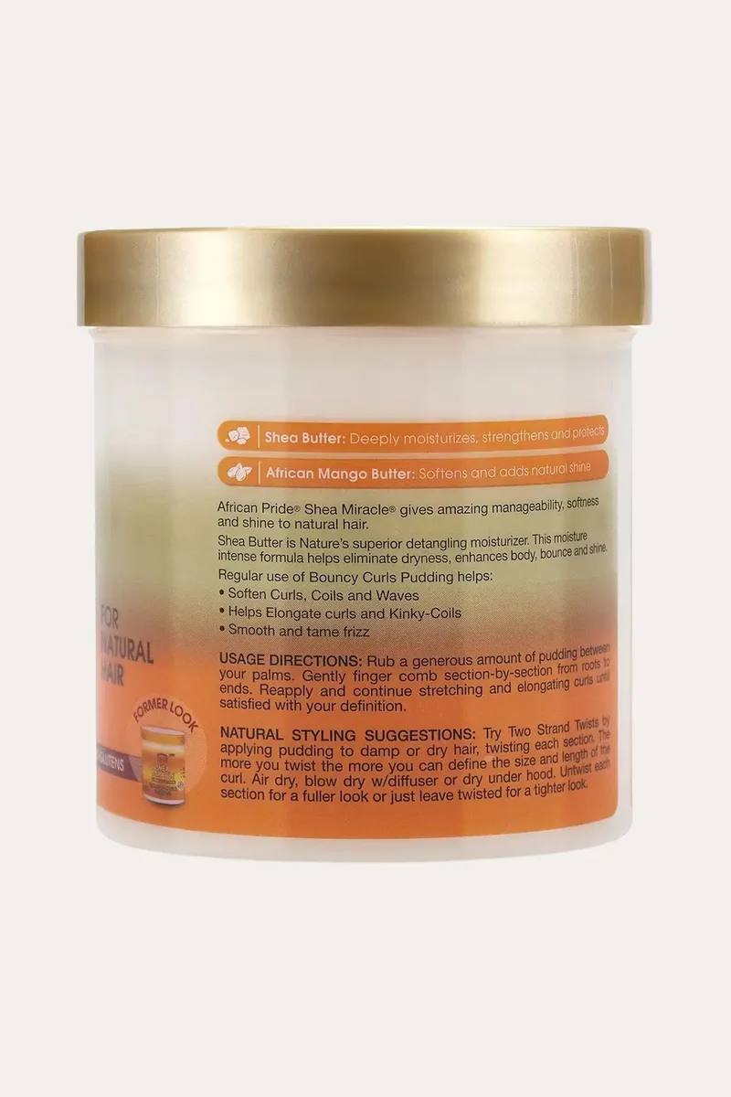 AFRICAN PRIDE SHEA MIRACLE BOUNCY CURLS PUDDING 15oz - SHEA BUTTER AND ARGAN OIL FOR HAIR