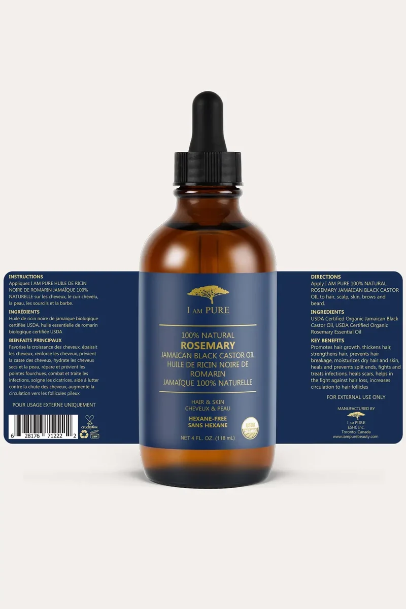 I AM PURE 100% NATURAL ORGANIC CASTOR OIL - ROSEMARY