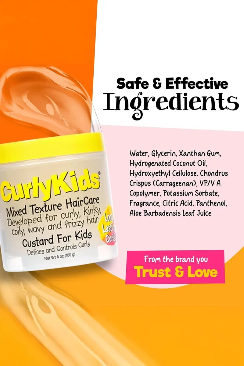 CURLY KIDS CUSTARD FOR KIDS DEFINES AND CONTROLS CURLS 6oz