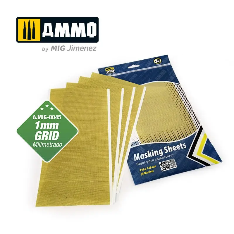 MASKING SHEETS 1mm GRID. x5 SHEETS. 290x145mm