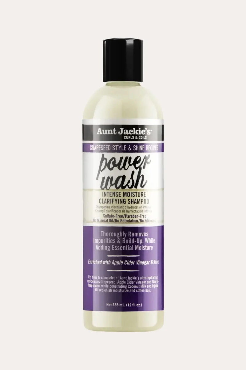 AUNT JACKIE'S GRAPESEED STYLE & SHINE RECIPES POWER WASH INTENSE MOISTURE SHAMPOO 12oz