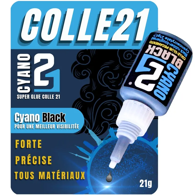 🖤 Super Glue Colle21 Noir – 21g : La Super Glue Cyanoacrylate Noire - Colle Extra-Forte Multi-Usages Idéale pour le modélisme, le bricolage créatif et les réparations techniques exigeantes. 🛠️