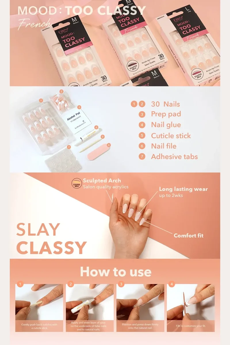 EBIN NEW YORK MOOD - TOO CLASSY FRENCH | NAIL TIPS
