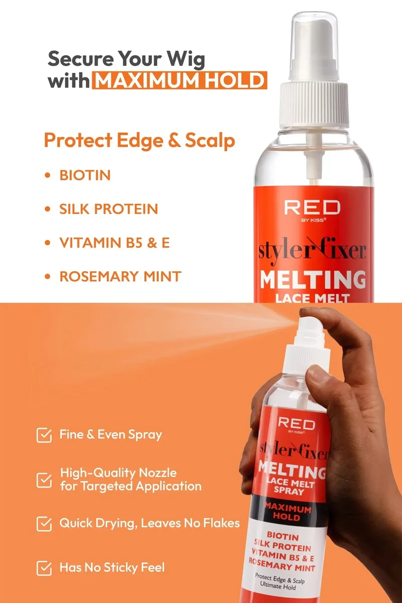 RED BY KISS STYLER FIXER MELTING LACE MELT SPRAY -3 HOLD LEVELS