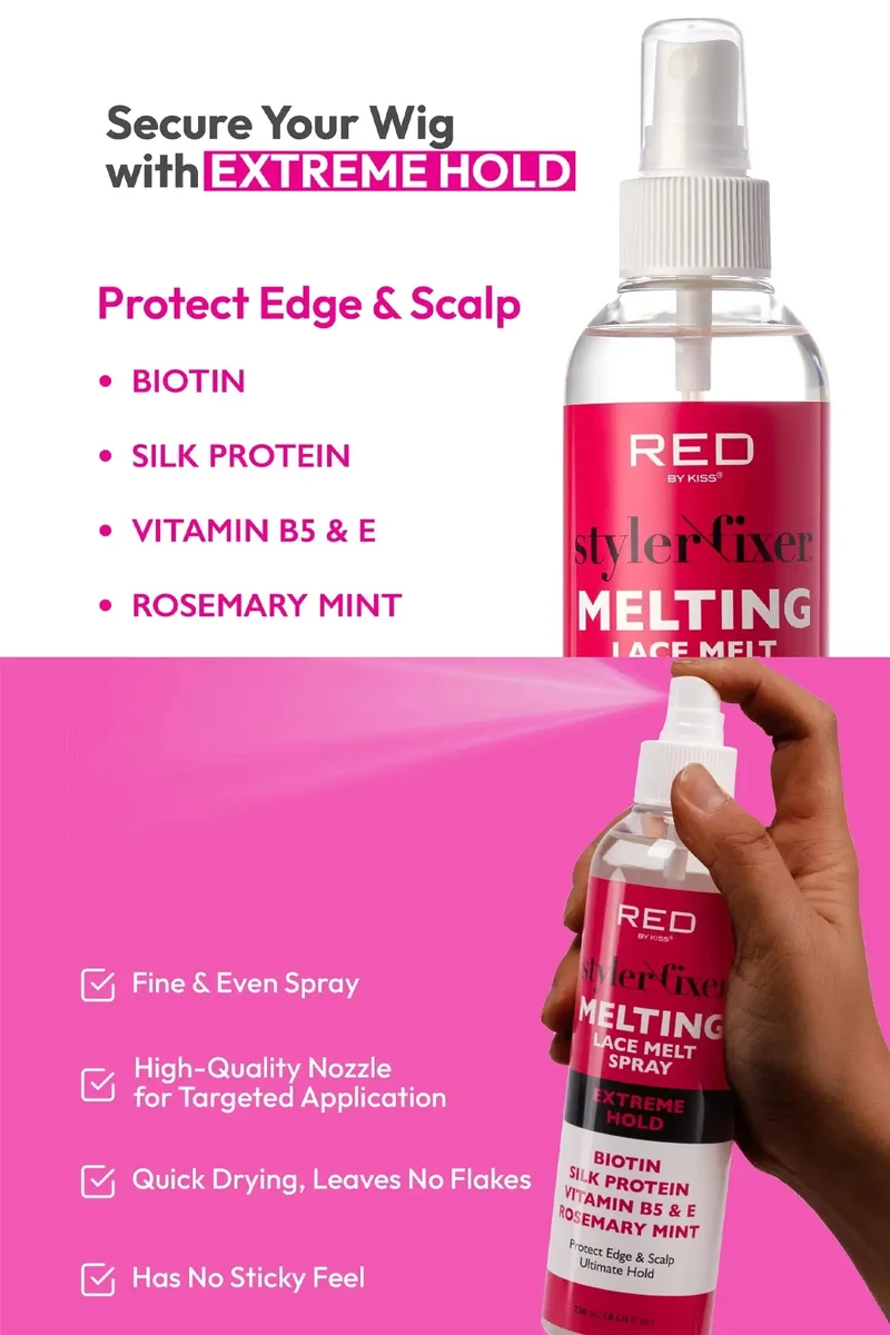 RED BY KISS STYLER FIXER MELTING LACE MELT SPRAY -3 HOLD LEVELS