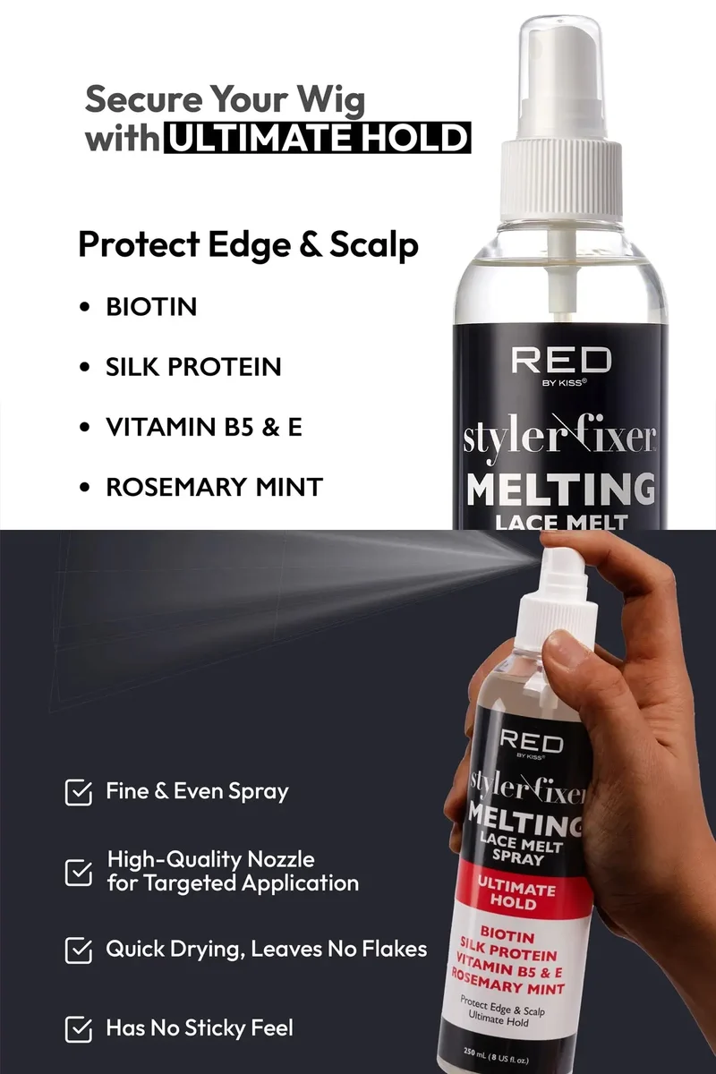 RED BY KISS STYLER FIXER MELTING LACE MELT SPRAY -3 HOLD LEVELS