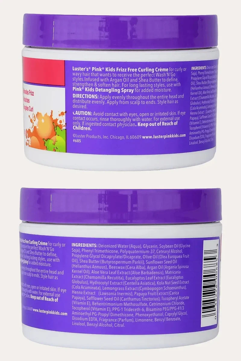 LUSTER'S PINK KIDS FRIZZ FREE CURLING CREME 8oz - WASH AND GO HAIR
