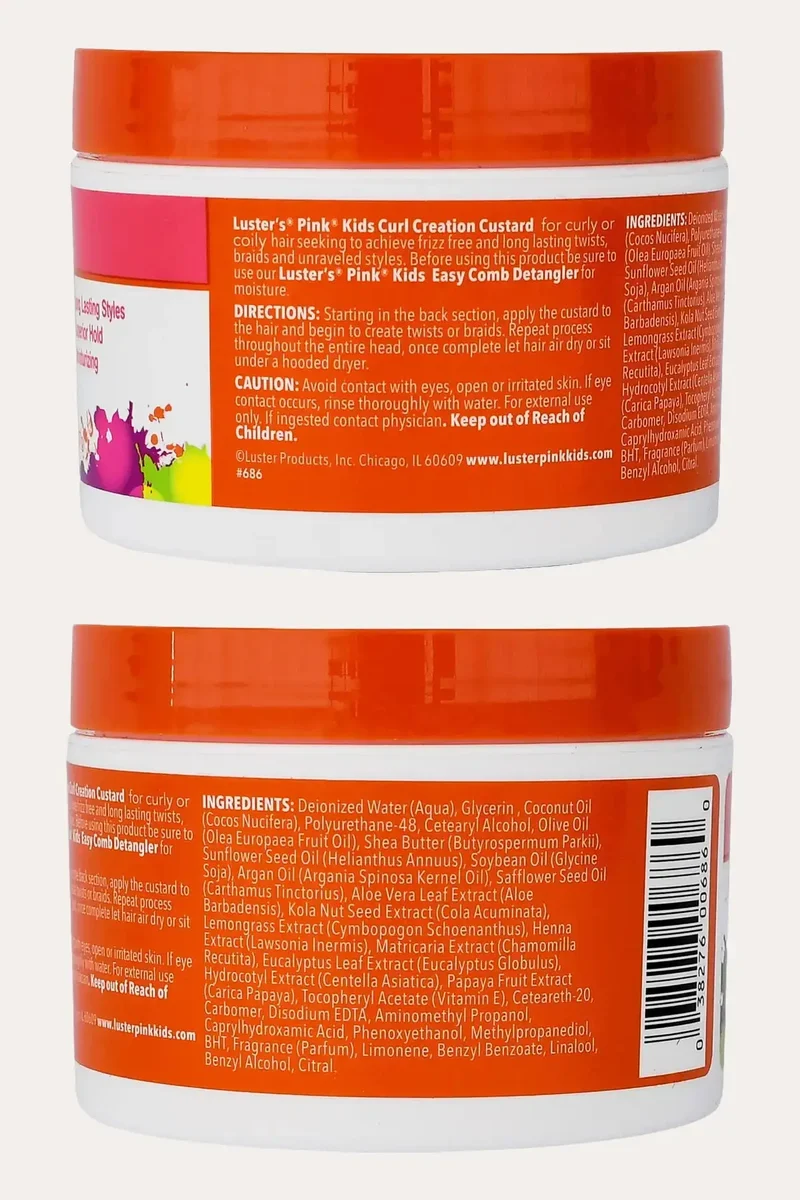 LUSTER'S PINK KIDS CUR CREATION CUSTARD FOR TWISTS & BRAIDS 8oz - COCONUT OIL AND SHEA BUTTER