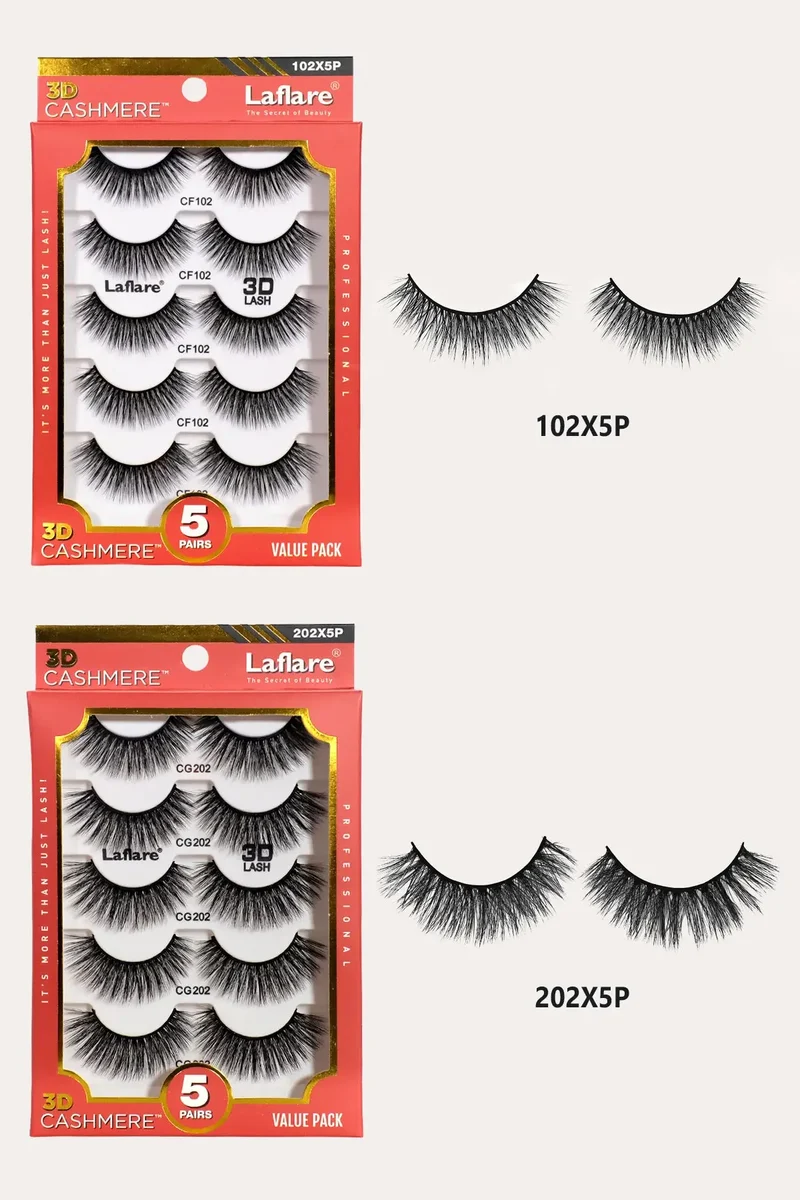 LAFLARE 3D CASHMERE LASHES_5 PAIRS VALUE PACK 400
