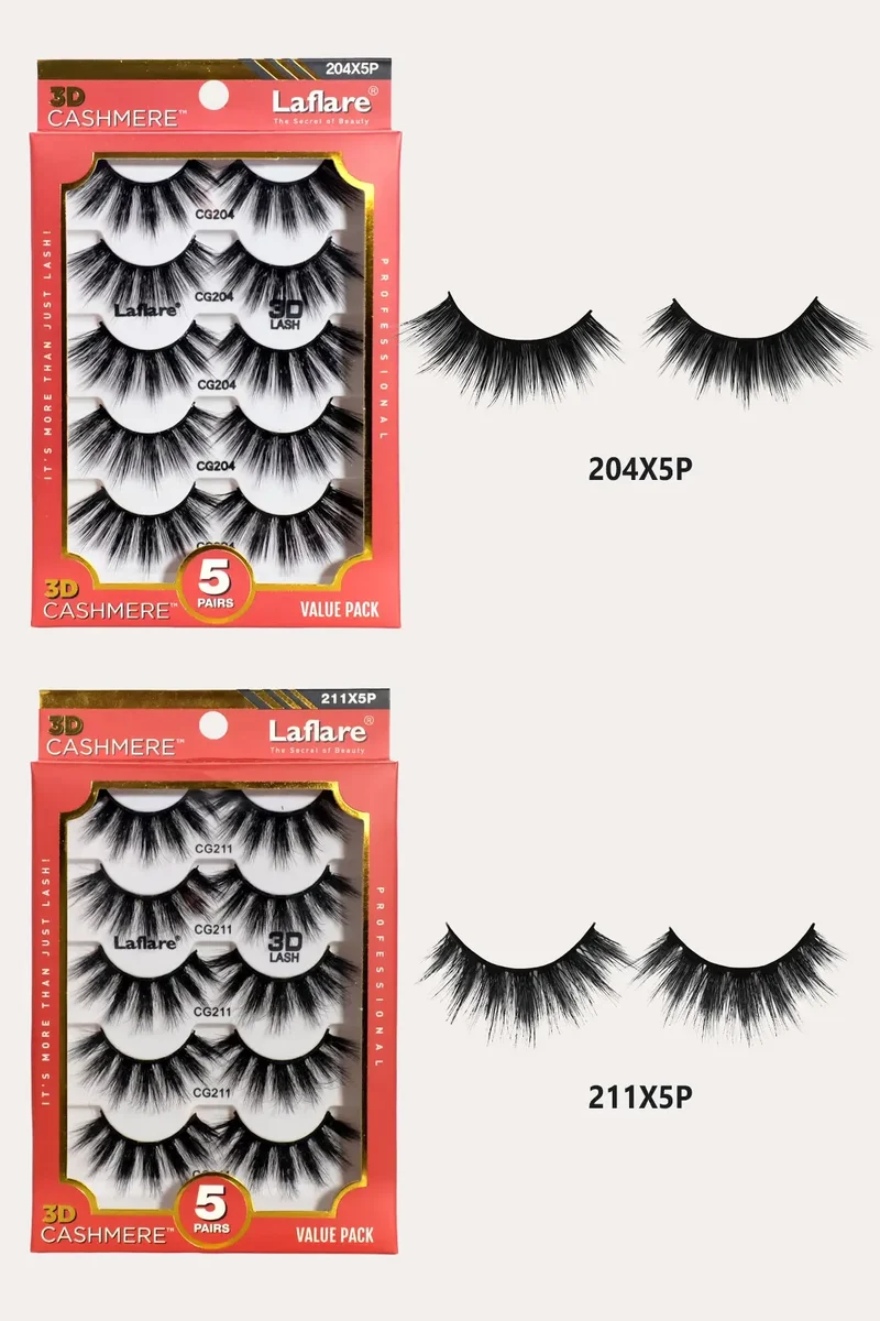 LAFLARE 3D CASHMERE LASHES_5 PAIRS VALUE PACK 400