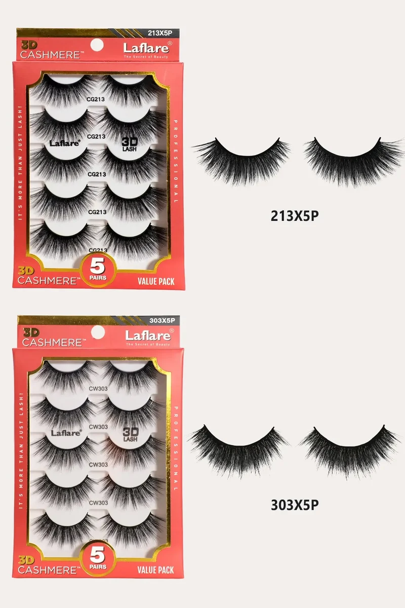 LAFLARE 3D CASHMERE LASHES_5 PAIRS VALUE PACK 400