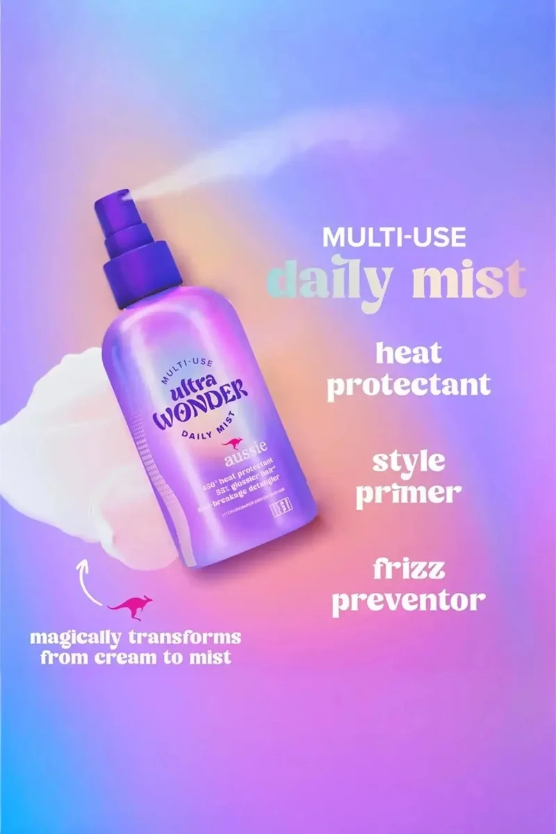 AUSSIE ULTRA WONDER DAILY MIST LIGHTWEIGHT MULTI-USE DETANGLER - PROTECT HAIR FROM HEAT STYLING