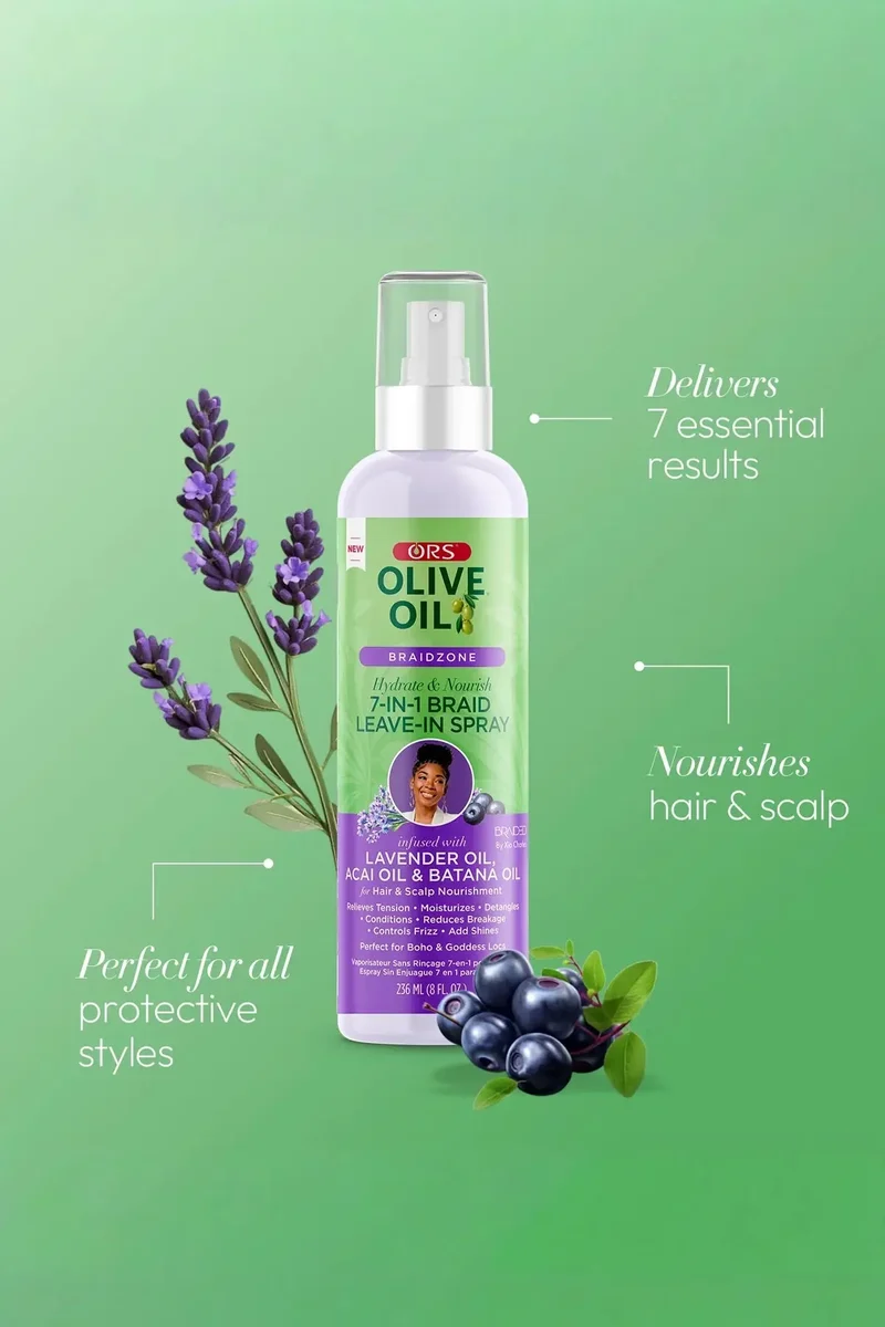 ORS OLIVE OIL BRAIDZONE 7-IN-1 BRAID LEAVE IN SPRAY 8oz
