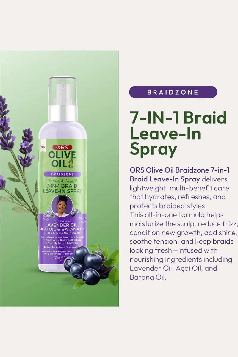 ORS OLIVE OIL BRAIDZONE 7-IN-1 BRAID LEAVE IN SPRAY 8oz