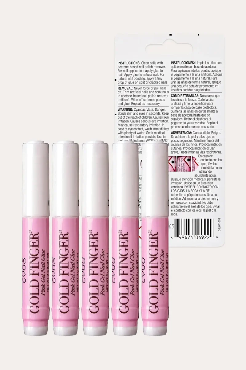 GOLD FINGER PINK GEL NAIL GLUE 5 PACK