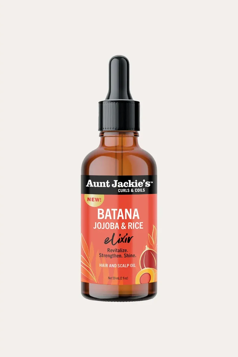 AUNT JACKIES CURLS COILS BATANA, JOJOBA & RICE ELIXER HAIR AND SCALP OIL 2oz