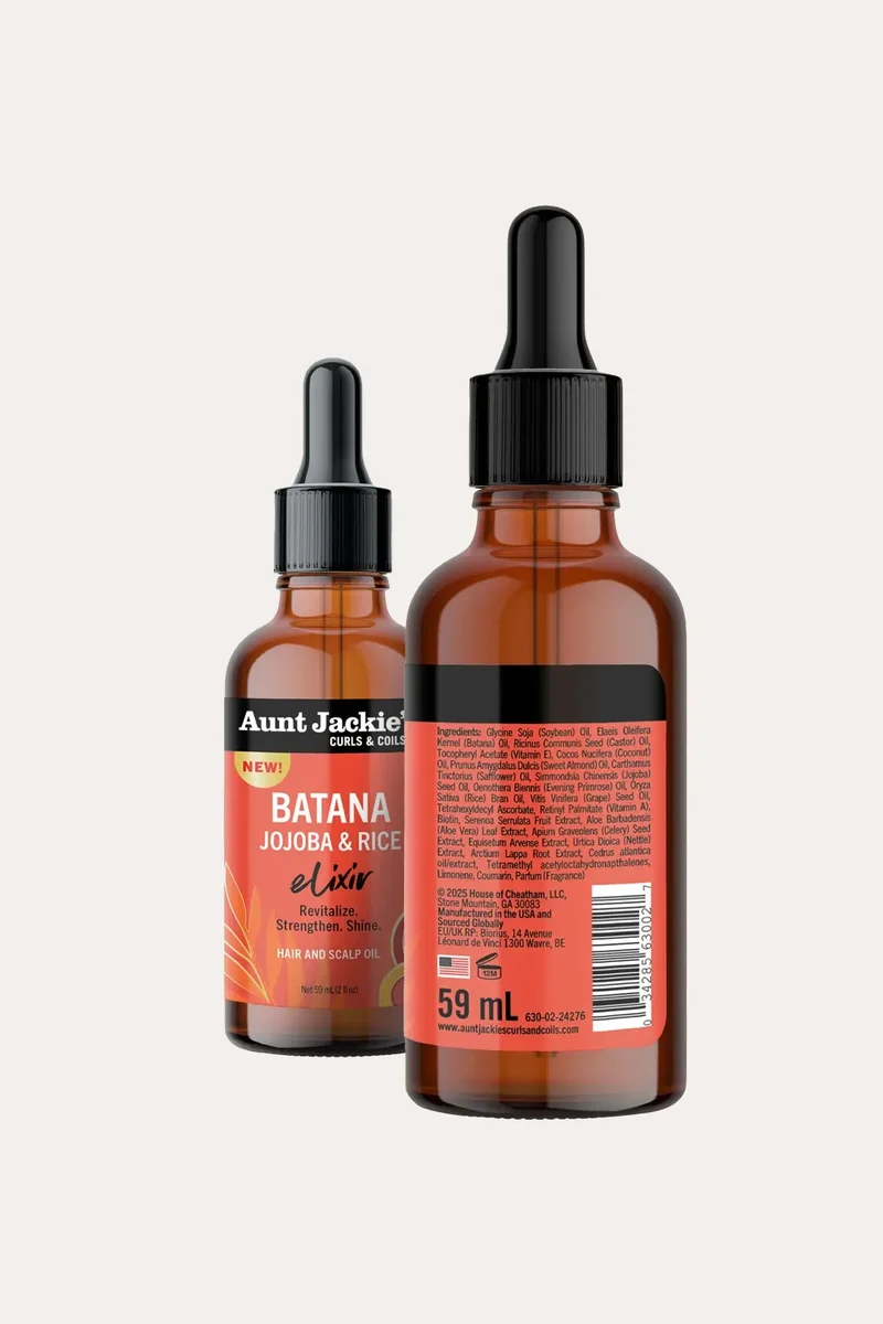 AUNT JACKIES CURLS COILS BATANA, JOJOBA & RICE ELIXER HAIR AND SCALP OIL 2oz