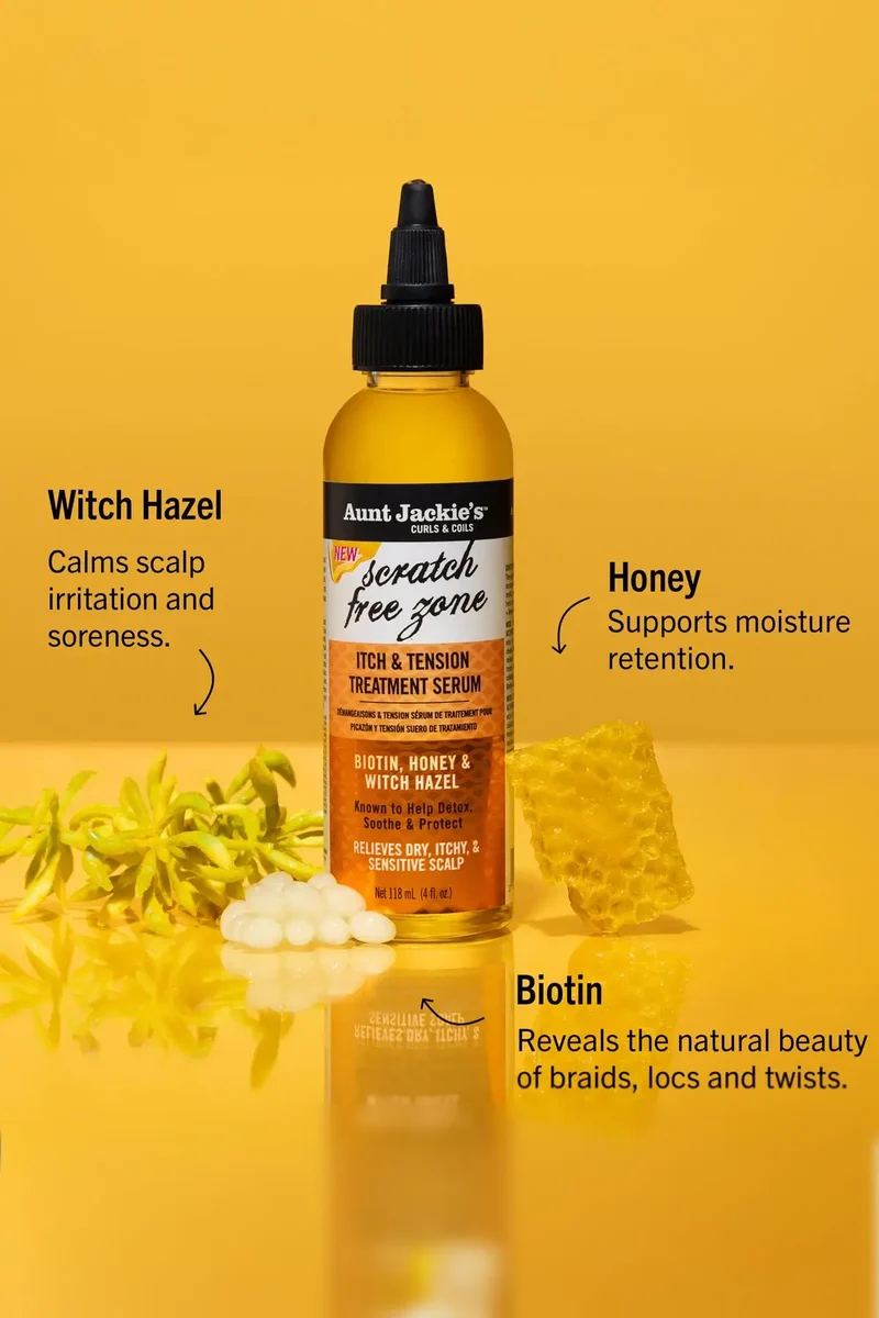 AUNT JACKIES SCRATCH FREE ZONE ITCH & TENSION TREATMENT HAIR SERUM 4oz
