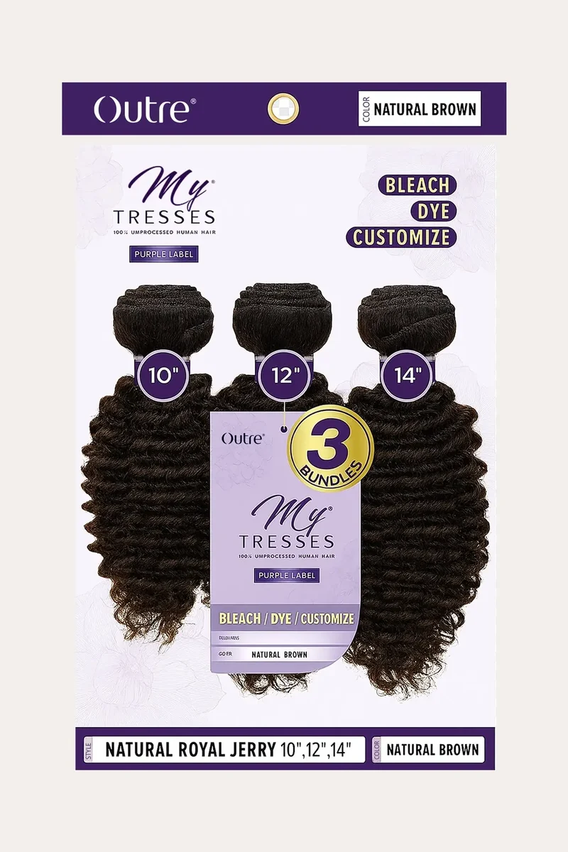 OUTRE MY TRESSES PURPLE LABEL UNPROCESSED HUMAN HAIR 3PCS - NATURAL ROYAL JERRY