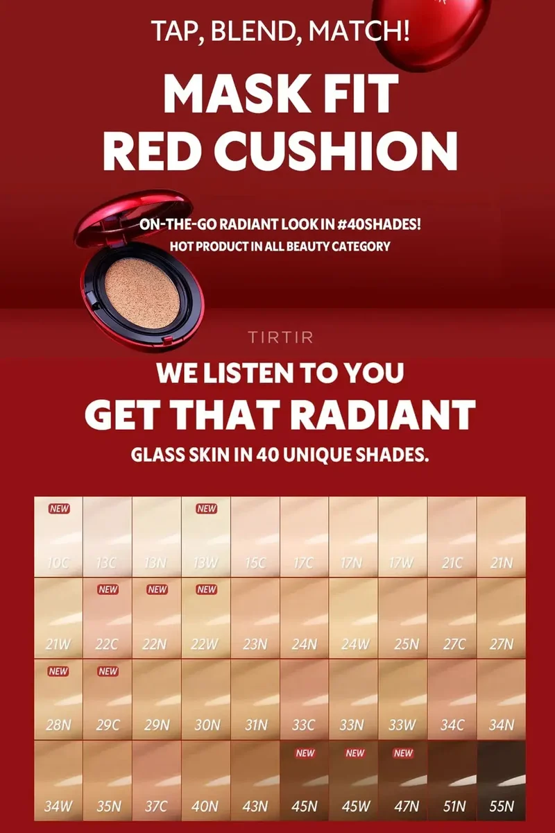 TIRTIR MASK FIT RED CUSHION 40 SHADES - FULL COVERAGE FOUNDATION