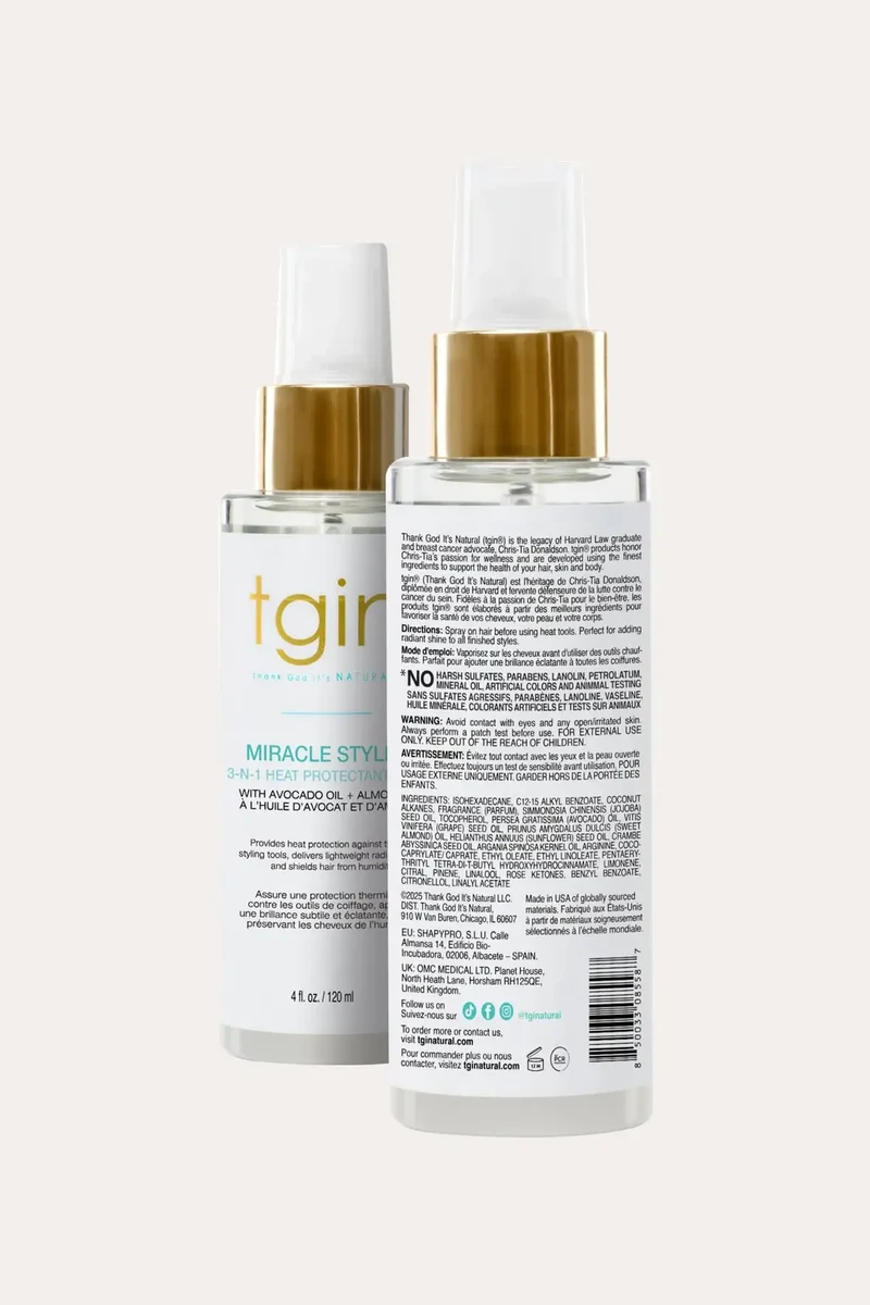TGIN MIRACLE STYLING 3-N-1 HEAT PROTECT SPRAY 4oz
