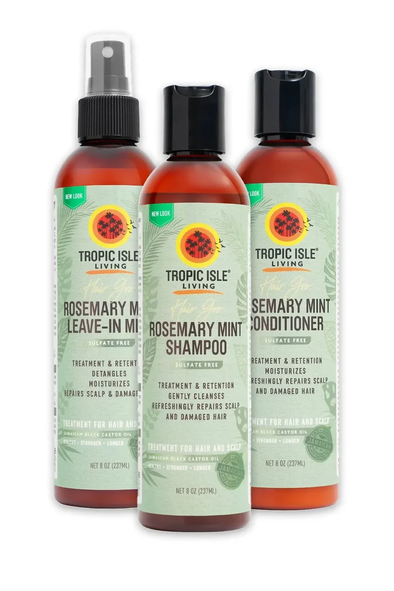 TROPIC ISLE HAIR GRO ROSEMARY MINT SHAMPOO / CONDITIONER / LEAVE-IN