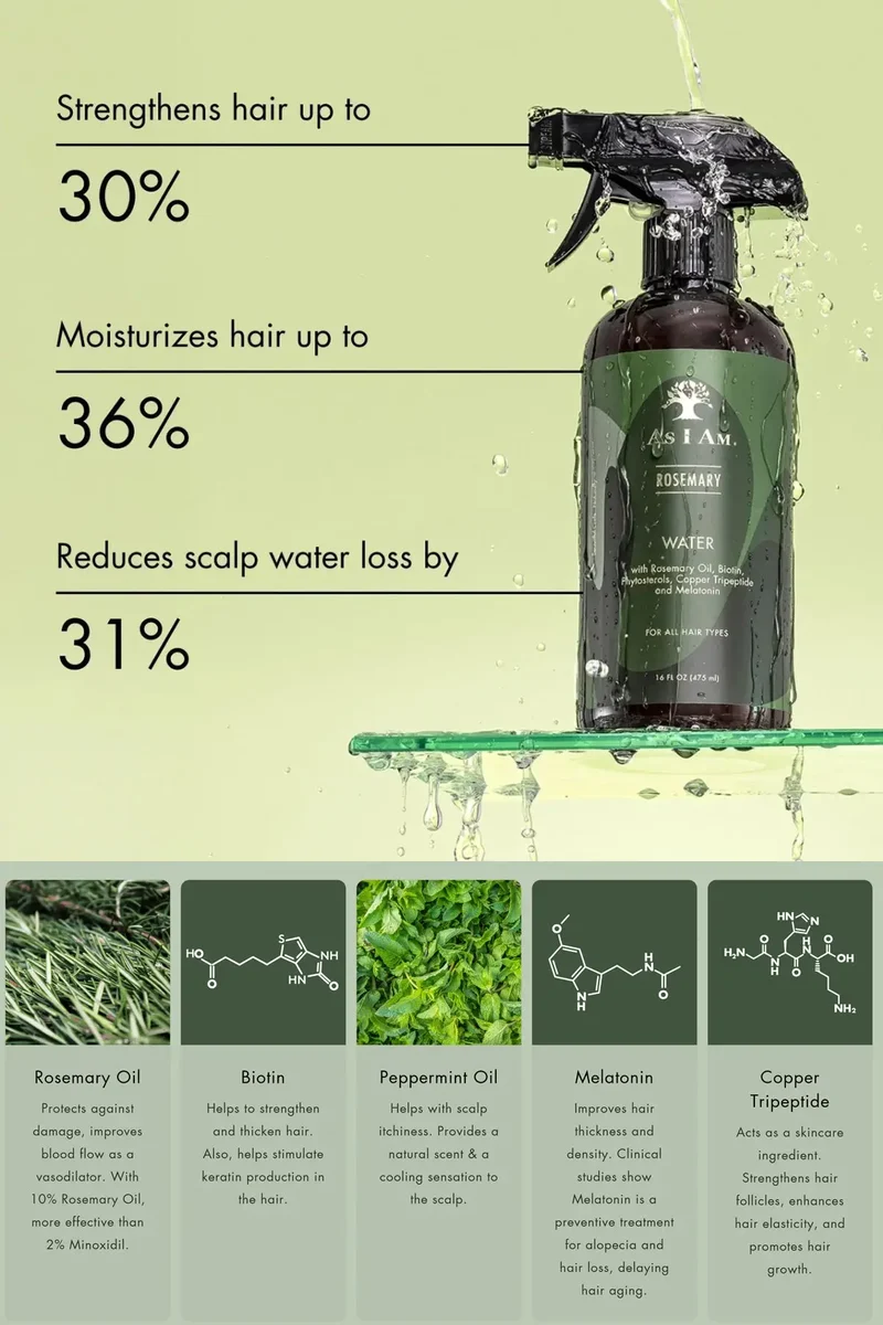 AS I AM ROSEMARY WATER 16oz
