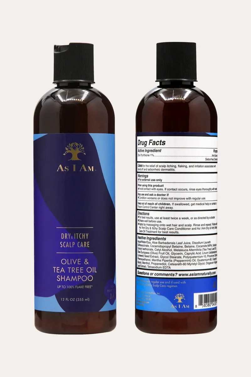 AS I AM DRY & ITCHY SCALP CARE OLIVE & TEA TREE OIL SHAMPOO 12oz
