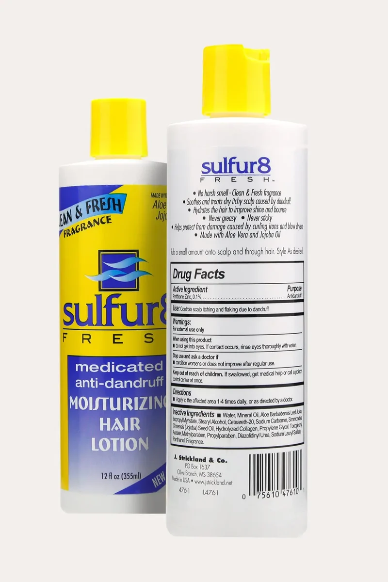 SULFUR8 FRESH MEDICATED ANTI-DANDRUFF MOISTURIZING HAIR LOTION 12oz