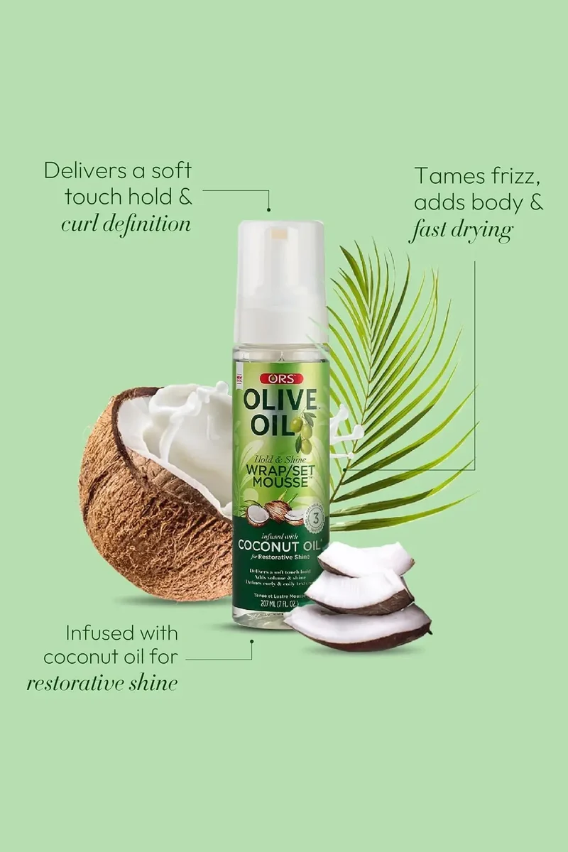 ORS OLIVE OIL HOLD & SHINE WRAP SET MOUSSE 7oz