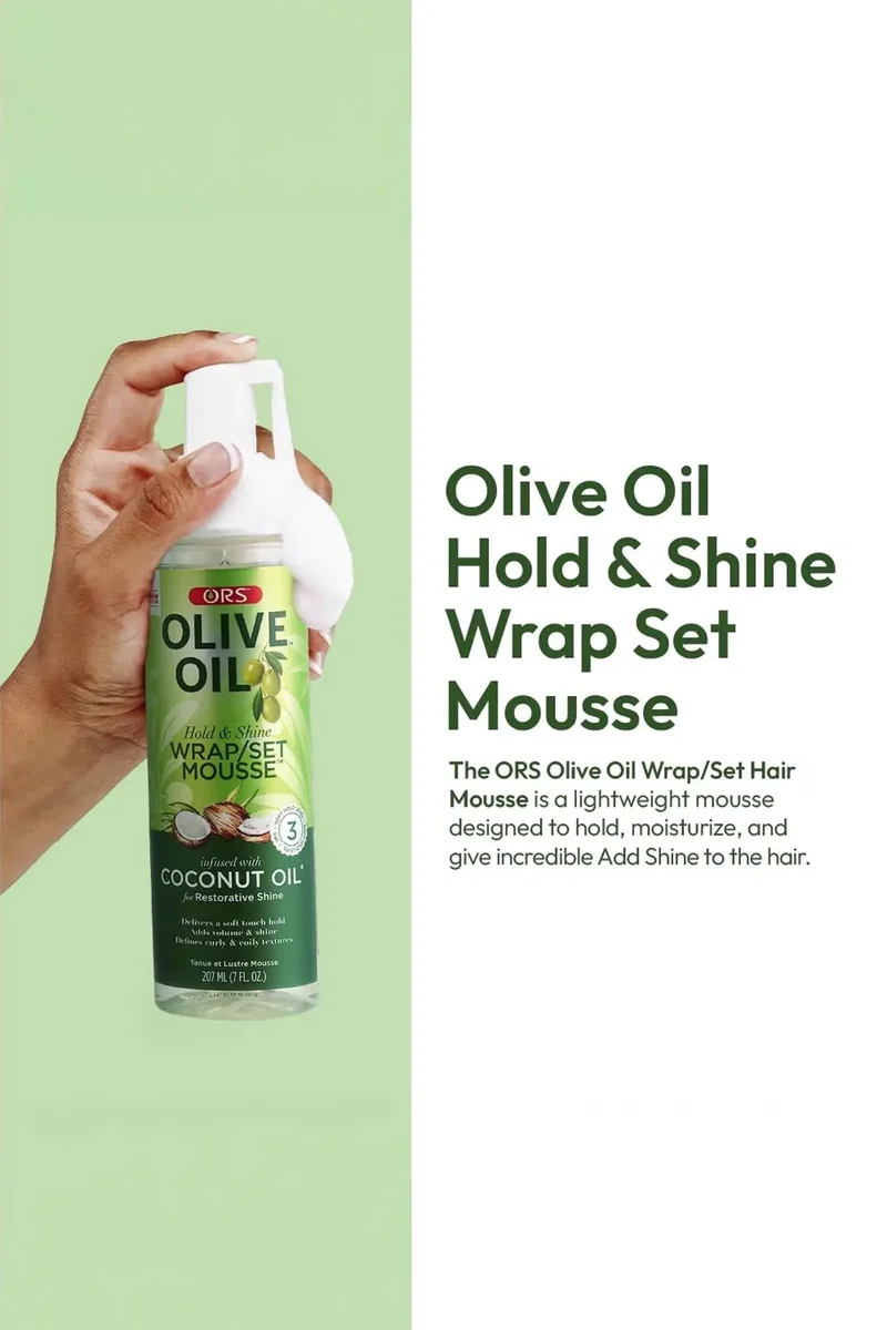 ORS OLIVE OIL HOLD & SHINE WRAP SET MOUSSE 7oz