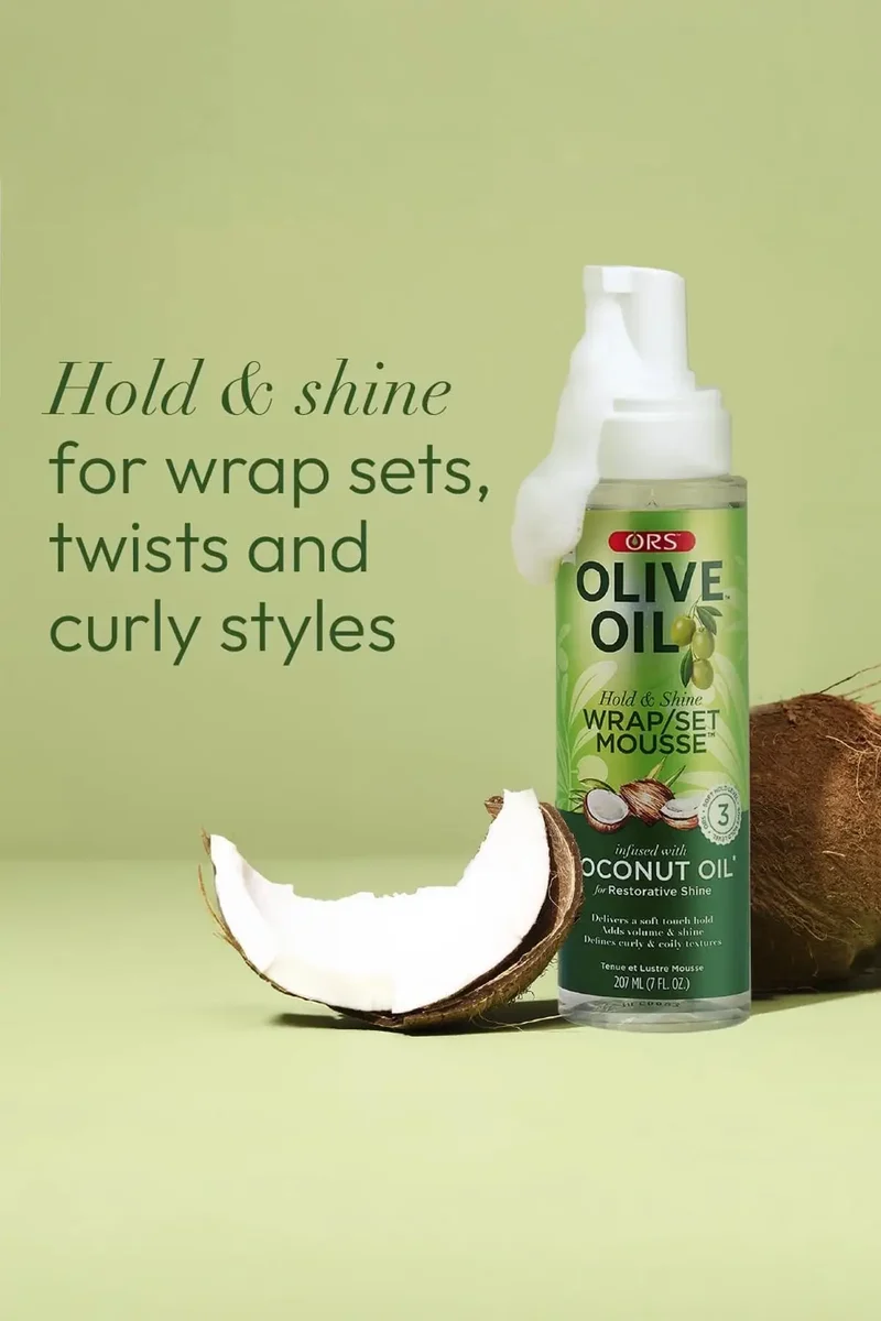 ORS OLIVE OIL HOLD & SHINE WRAP SET MOUSSE 7oz