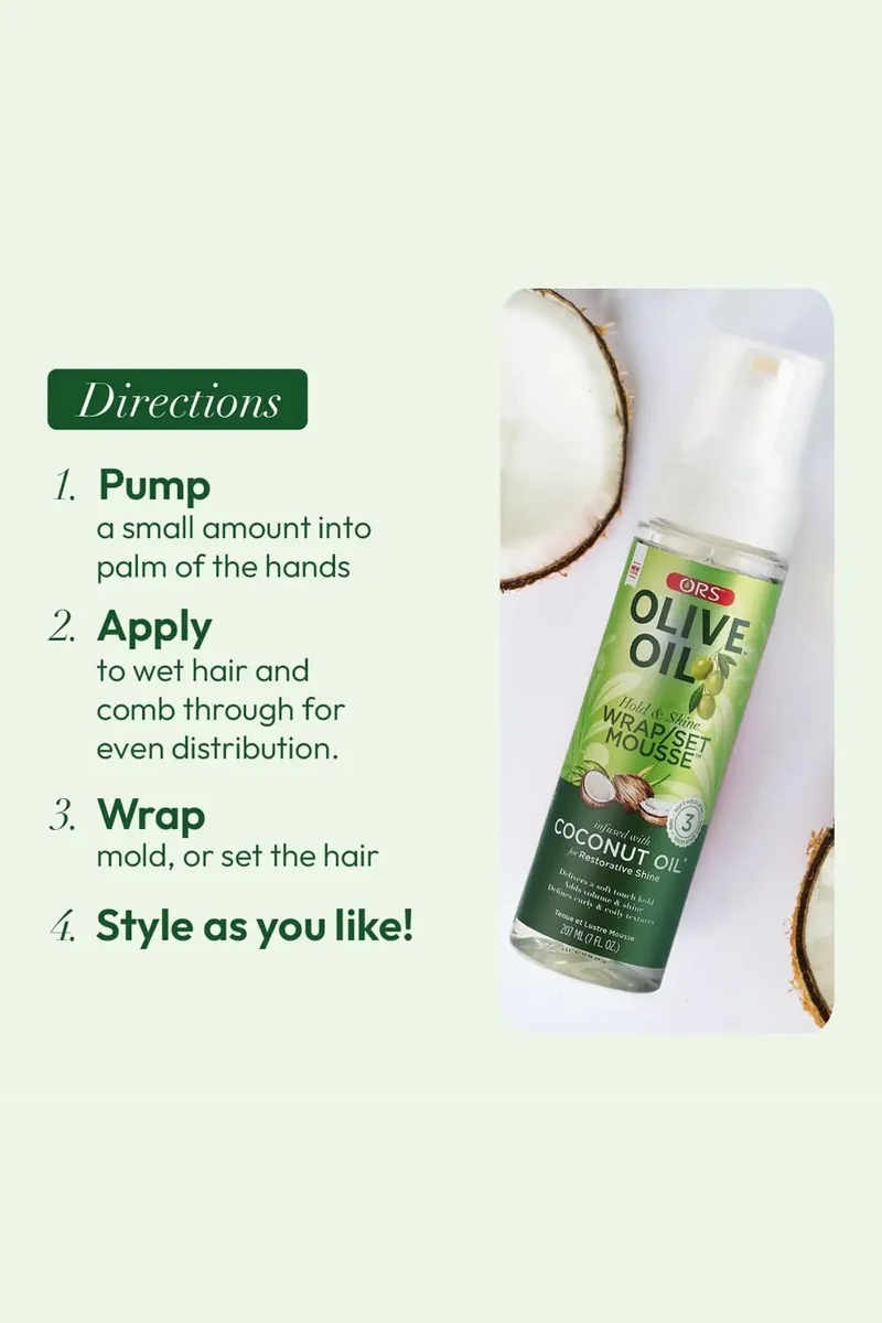 ORS OLIVE OIL HOLD & SHINE WRAP SET MOUSSE 7oz