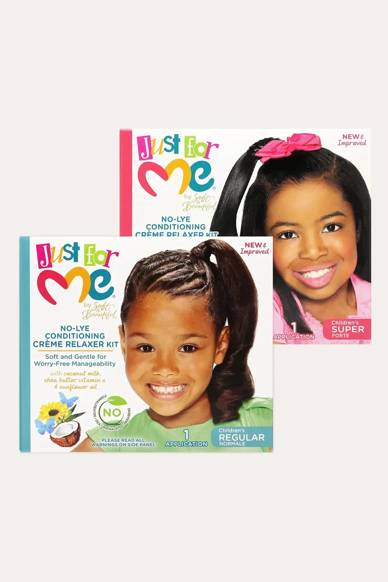 JUST FOR ME NO-LYE CONDITIONING CREME RELAXER KIT - 2 TYPE | HAIR RELAXER FOR KIDS