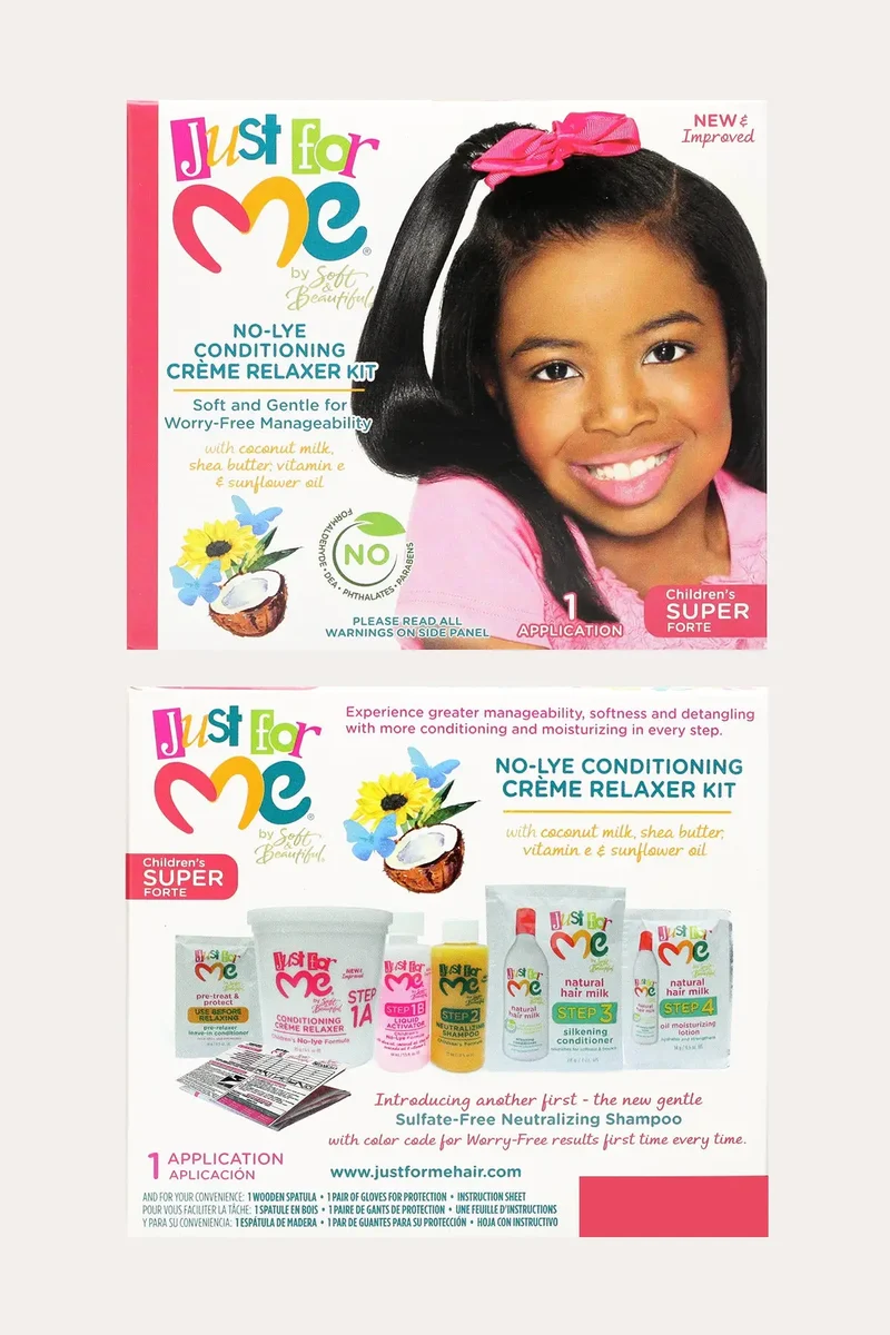 JUST FOR ME NO-LYE CONDITIONING CREME RELAXER KIT - 2 TYPE | HAIR RELAXER FOR KIDS
