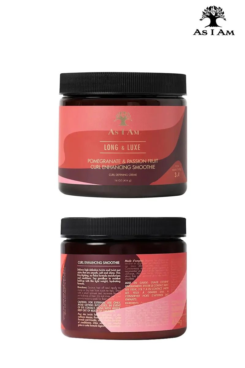 AS I AM LONG AND LUXE POMEGRANATE & PASSION FRUIT CURL ENHANCING SMOOTHIE CURL DEFINING CREME 16oz