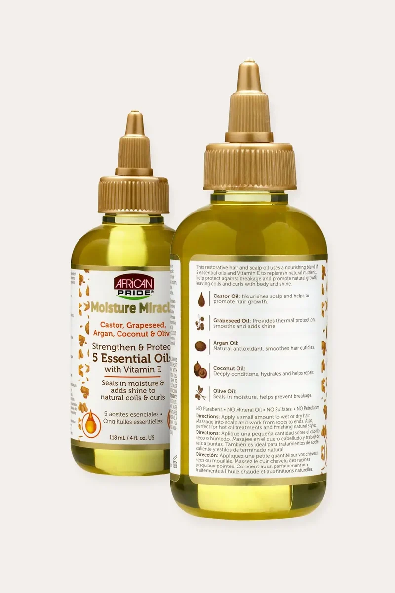 AFRICAN PRIDE MOISTURE MIRACLE STRENGTHEN & PROTECT 5 ESSENTIAL OILS 4oz