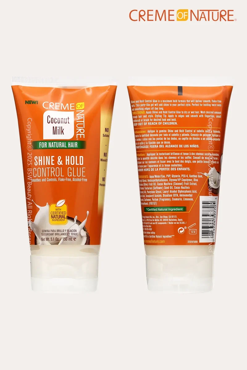 CREME OF NATURE COCONUT MILK SHINE & HOLD CONTROL GLUE 5.1oz | STYLING CREAM
