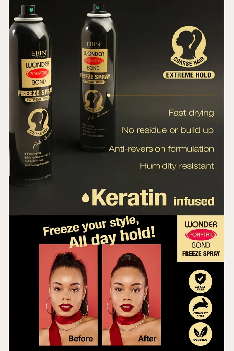 EBIN WONDER PONYTAIL BOND FREEZE SPRAY EXTREME HOLD 8oz