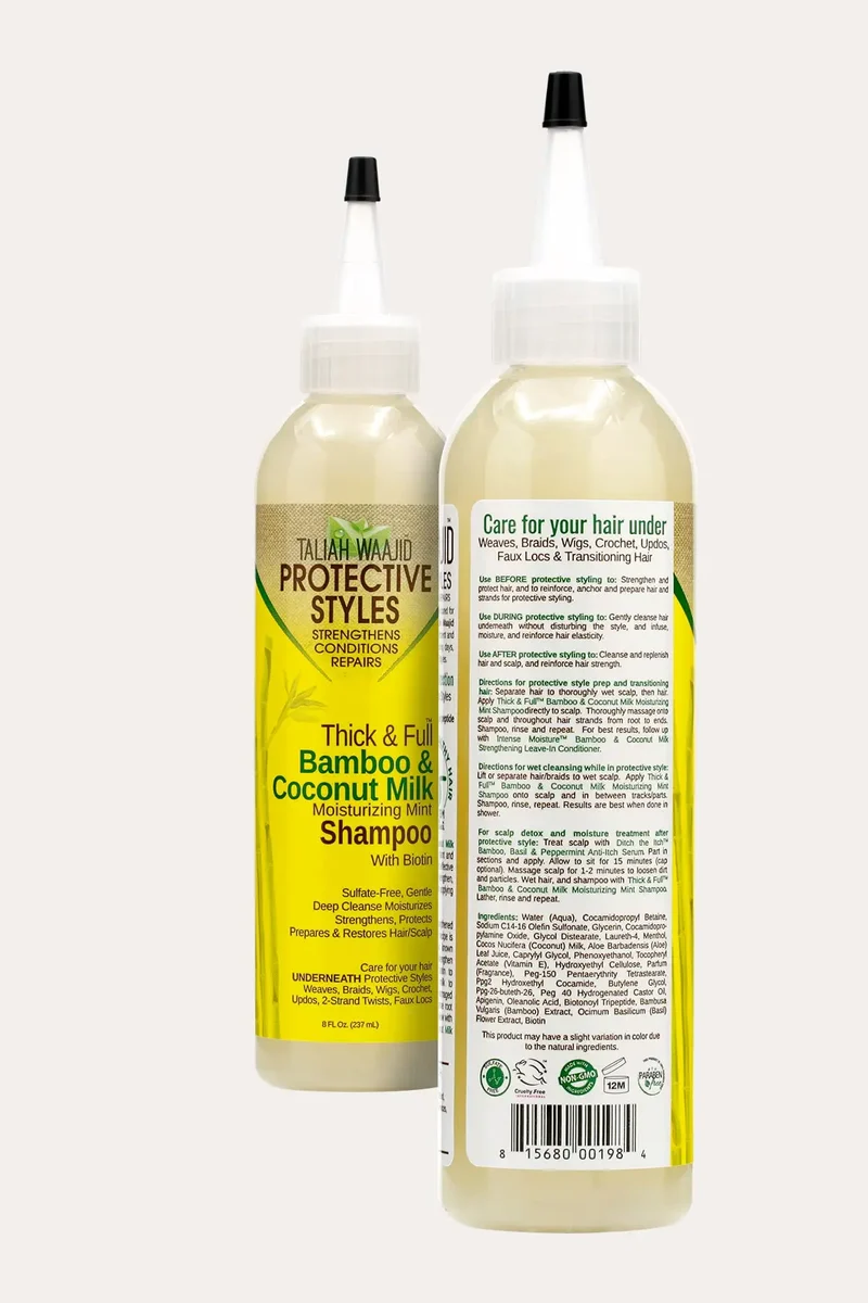 TALIAH WAAJID PROTECTIVE STYLES BAMBOO & COCONUT MILK MOISTURIZING MINT SHAMPOO WITH BIOTIN 8oz