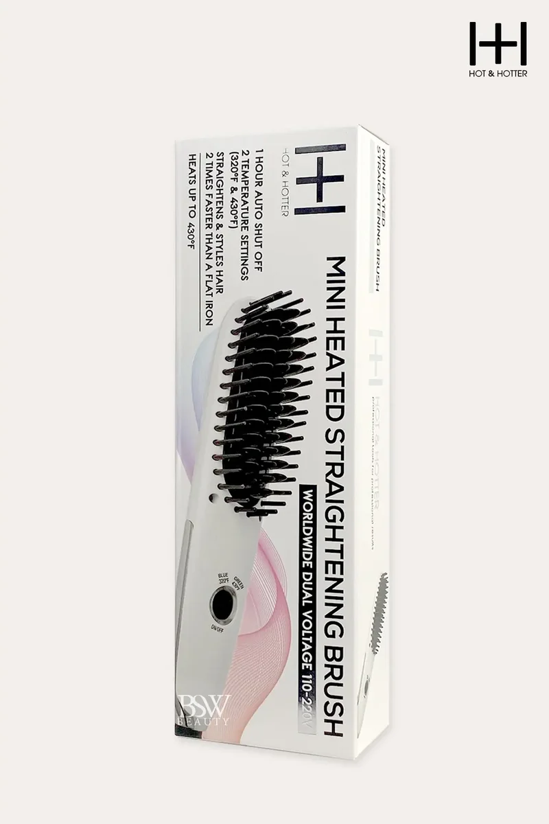 HOT & HOTTER MINI HEATED STRAIGHTENING BRUSH WHITE #ANN5952