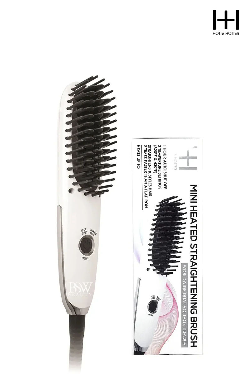 HOT & HOTTER MINI HEATED STRAIGHTENING BRUSH WHITE #ANN5952