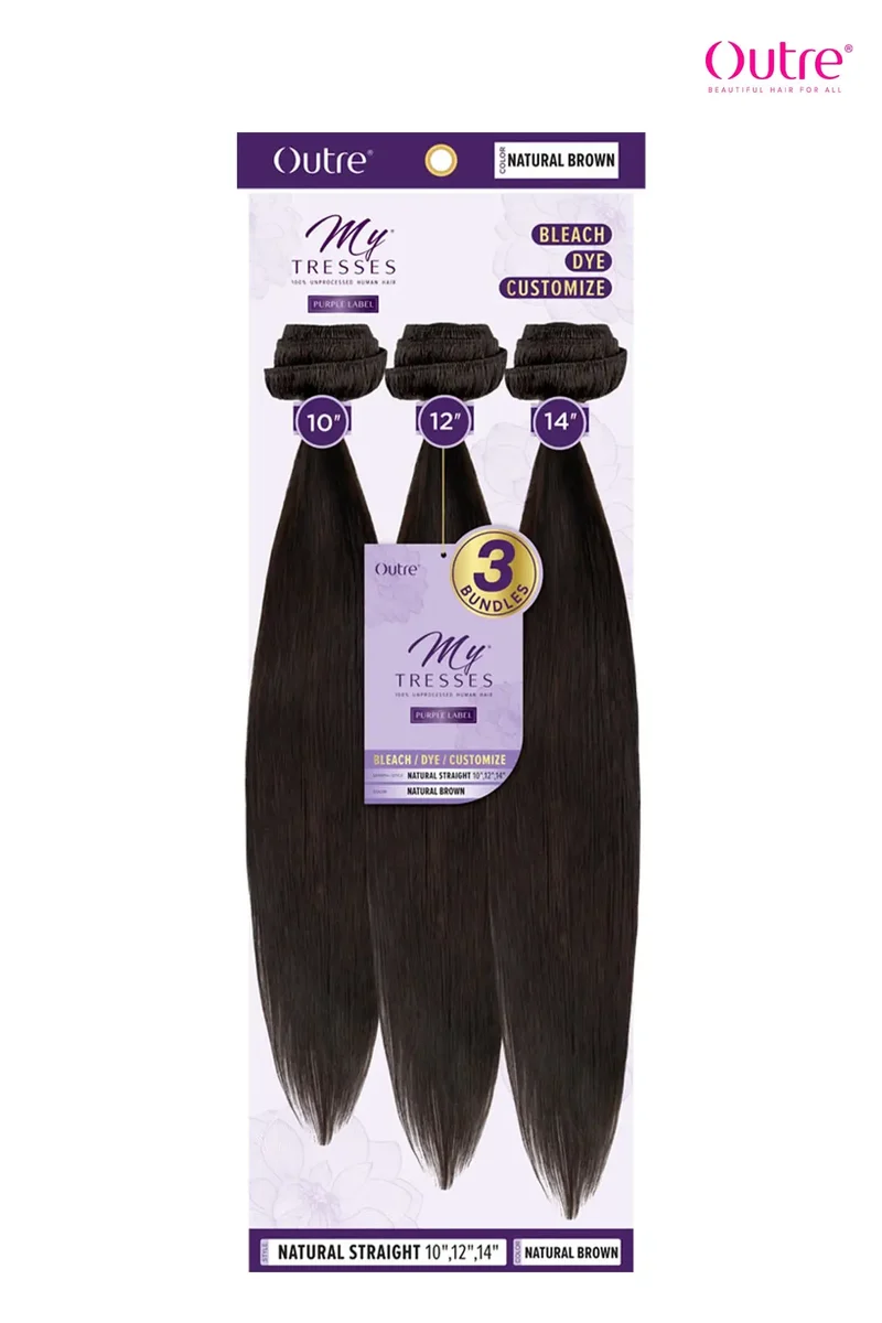 OUTRE MY TRESSES PURPLE LABEL 100% UNPROCESSED NATURAL STRAIGHT 3PCS