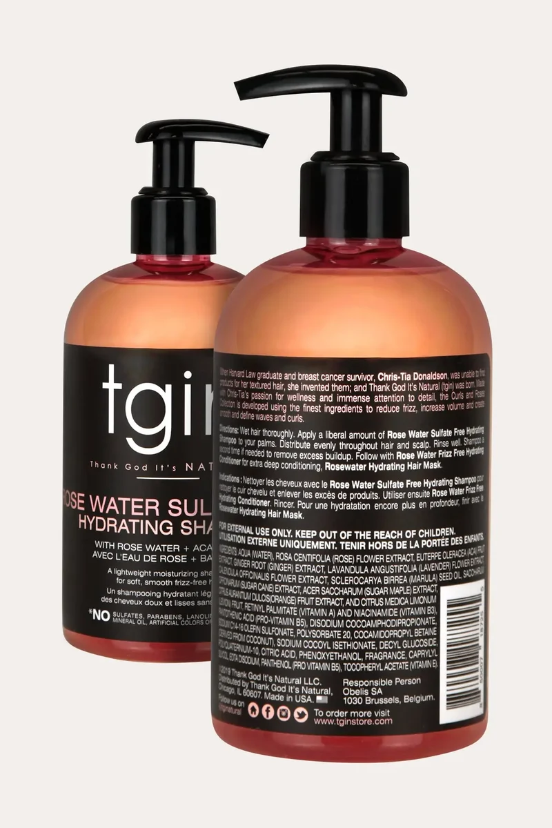 TGIN ROSE WATER SULFATE FREE HYDRATING SHAMPOO 13oz