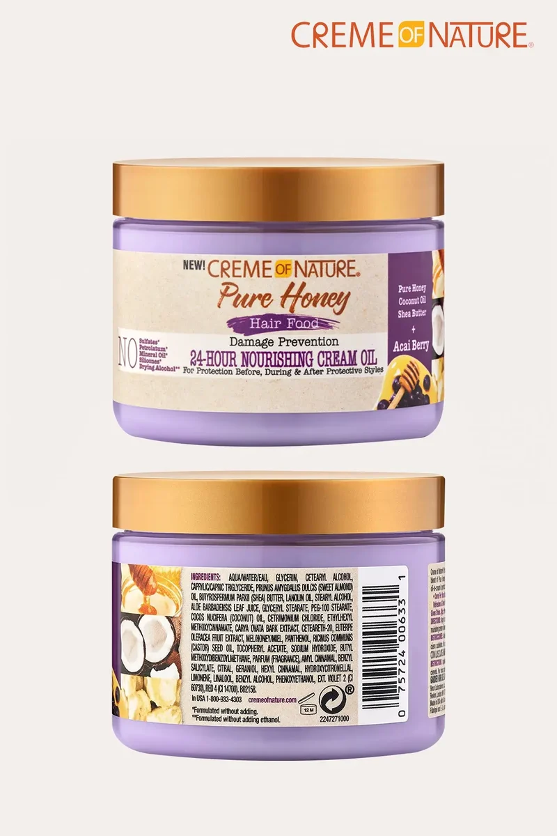 CREME OF NATURE PURE HONEY HAIR FOOD DAMAGE PREVENTION NOURISHING CREAM OIL 4.7oz