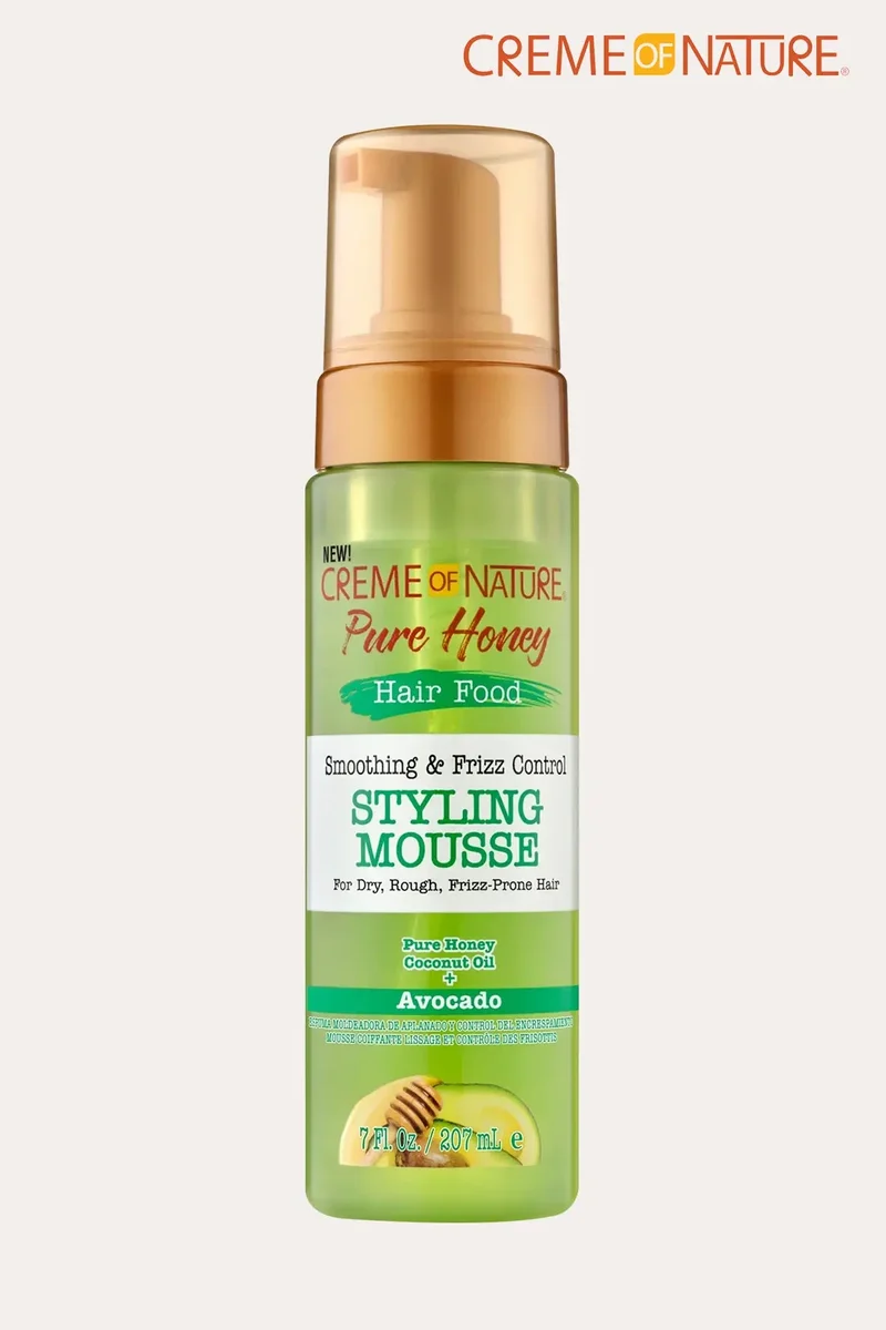 CREME OF NATURE HAIR FOOD SMOOTHING & FRIZZ CONTROL STYLING MOUSSE AVOCADO 7oz