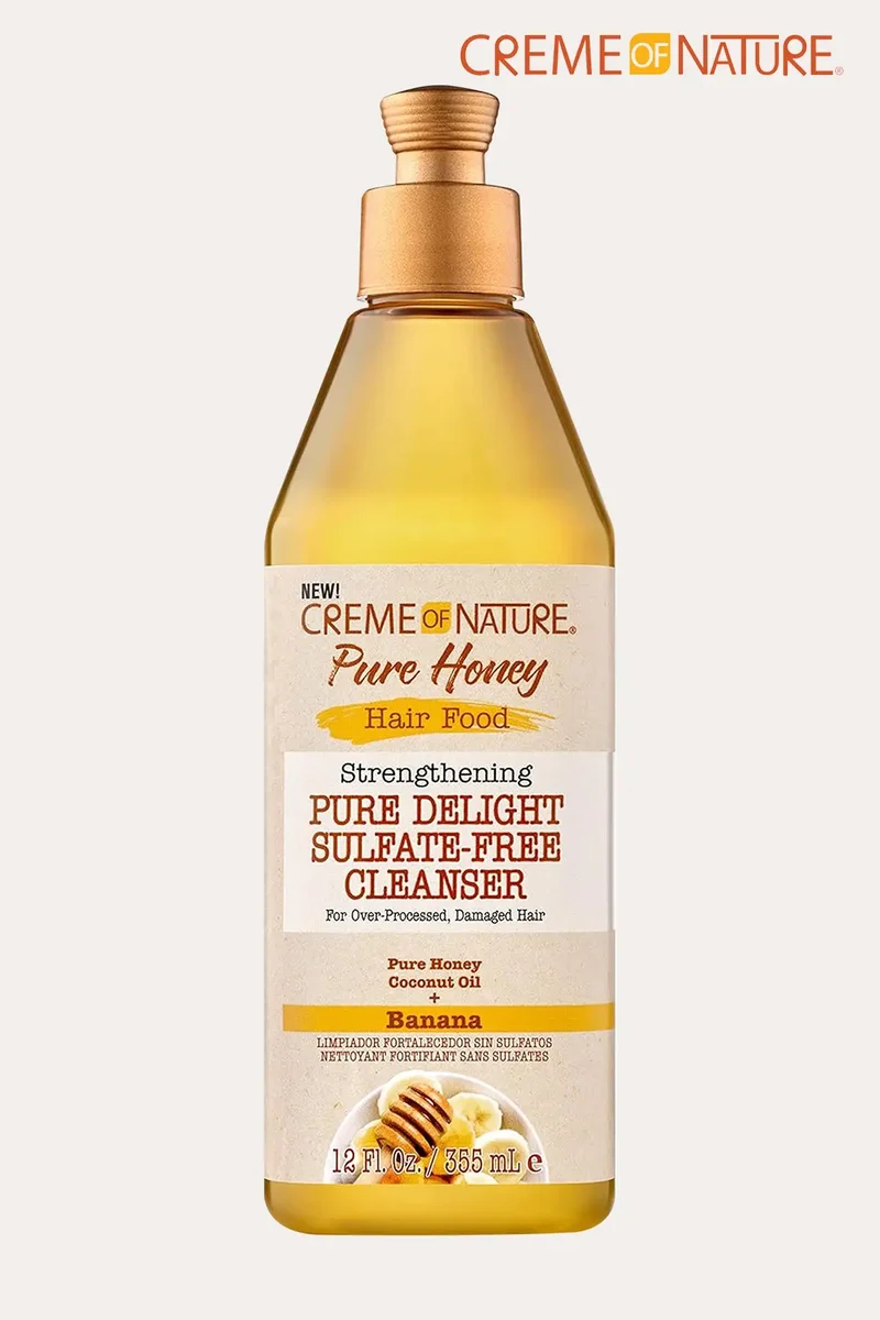 CREME OF NATURE HAIR FOOD STRENGTHENING PURE DELIGHT SULFATE FREE CLEANSER BANANA 12oz