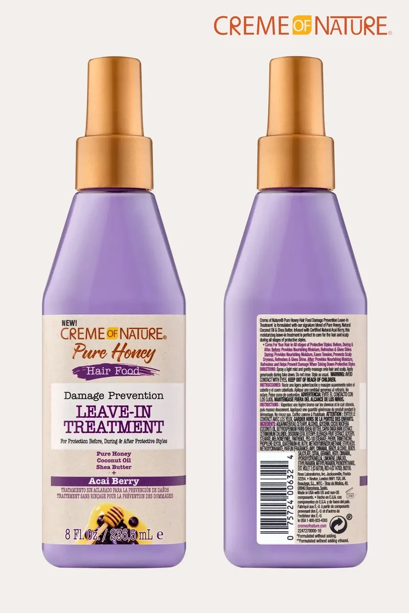CREME OF NATURE HAIR FOOD DAMAGE PREVENTION LEAVE IN TREATMENT ACAI BERRY 8oz